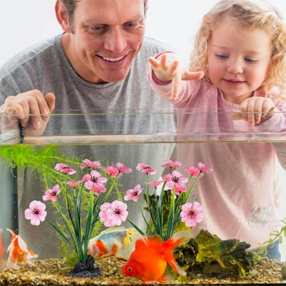 IMIKEYA 2Pcs Aquarium Plants Plastic Realistic Fish Tank Decor, Artificial Aquarium Plants Decoration with Soft Betta-Safe Leaves, Weighted Base for Fish Tank Accessories, 7.5 Inch Tall
