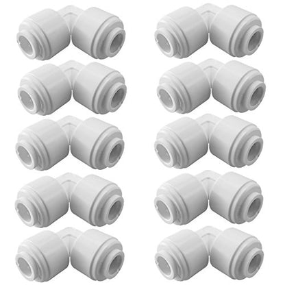 1/4 RO Tubing Elbow Connector 90 Degree 1/4 Push To Connect Fittings For RO/DI Water Filter System/Aquarium (Pack Of 10)