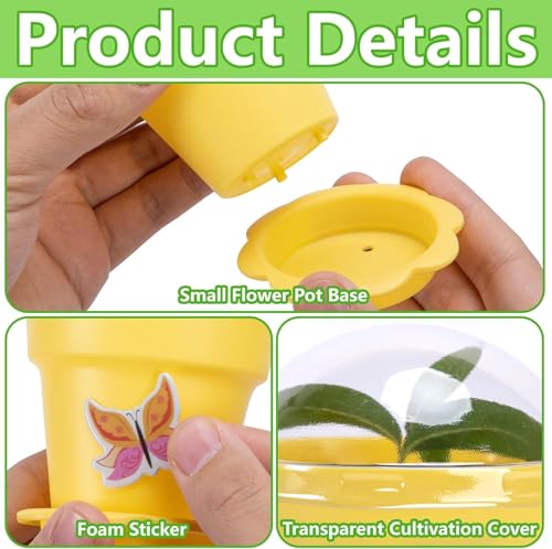 50 Packs Cupcake Plant Nursery Pots with Humidity Dome, Small Plastic Flower Plant Pots with 40 Sheet Stickers, Seeds Starter Pot Flower Planting Container for Seedlings Succulent Display (Mix Colors)