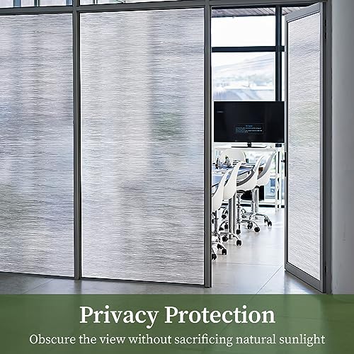 Clear Water Privacy Film, Non-Adhesive Cling, Decorative Sticker, Covering Translucent Glass Film for Window Door Anti-UV 17.3x118 Inches