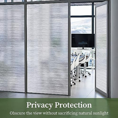 Clear Water Privacy Film, Non-Adhesive Cling, Decorative Sticker, Covering Translucent Glass Film for Window Door Anti-UV 17.3x118 Inches