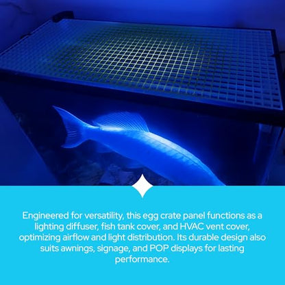 Egg Crate Panel 6-Pack in Chrome | Polystyrene | 23 5/8” x 47 5/8” with 1/2" x 1/2" x 3/8" Cell Size | Manufactured by American Louver | Ceiling Light Covers, HVAC Grilles, Aquarium Eggcrates