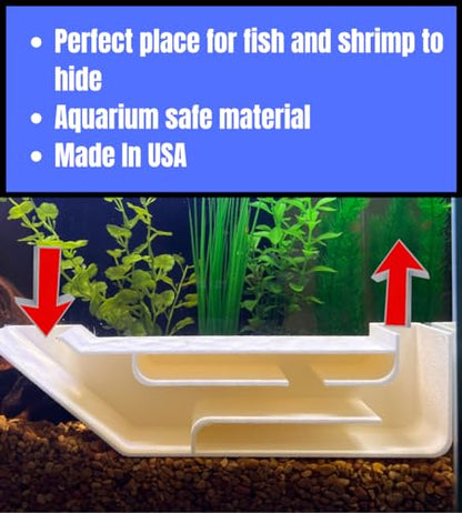 REEFSHAPE Aquarium X-Large Underground Tunnel | Fish & Shrimp Hideout for Aquariums | Unique Underground Viewing Tunnel | 9.75" X 2.5" | Made in USA (XL) (White) - color: White