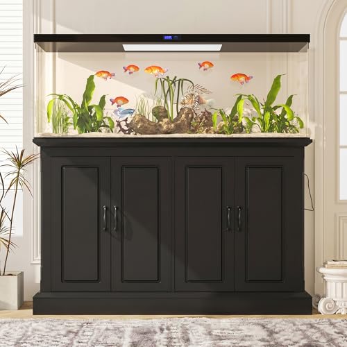 55-75 Gallon Fish Tank Stand - Heavy Duty Aquarium Stand with Storage Cabinet & Power Outlet | 880LBS Capacity Tank Stand with 50"*20" Tabletop for Fish Tank, Turtle Tank, Reptile Terrarium Black