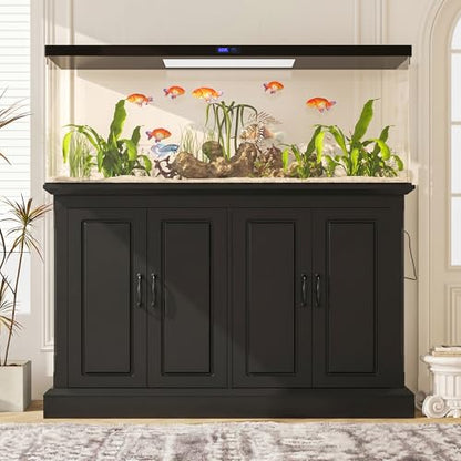 55-75 Gallon Fish Tank Stand - Heavy Duty Aquarium Stand with Storage Cabinet & Power Outlet | 880LBS Capacity Tank Stand with 50"*20" Tabletop for Fish Tank, Turtle Tank, Reptile Terrarium Black