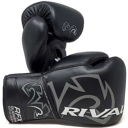 RIVAL Boxing RFX-Guerrero HDEF Lace-Up Sparring Gloves, Unique Multi-Layered Foam and Laminated with a High-Density EVA - color: Black, size: 20 oz.