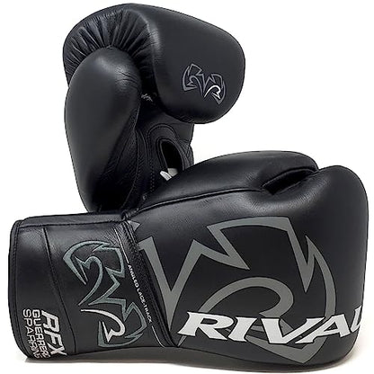 RIVAL Boxing RFX-Guerrero HDEF Lace-Up Sparring Gloves, Unique Multi-Layered Foam and Laminated with a High-Density EVA - color: Black, size: 20 oz.