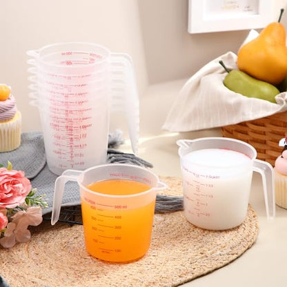 36 Pcs Plastic Measuring Cup Clear Measuring Mug with Spout and Handle Grip Capacity Clear Graduated Pitcher for Kitchen Flour Water Liquids(Red,16 oz, 2 Cups) - color: Red, size: 16 oz, 2 Cups
