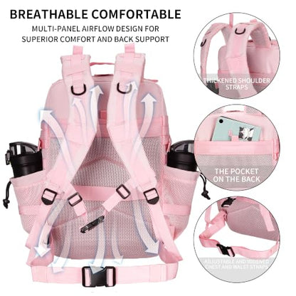 Military Tactical Backpack 45L/25L 3 Day Assault Pack Molle Daypack Hiking Backpack for Men and Women (Pink, 45L) - color: Pink, size: 45L
