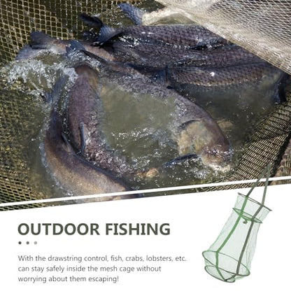 Ciieeo Reusable Nylon Fishing Mesh Net Large Capacity Fish Guard Net with Drawstring for Freshwater and Saltwater Fishing