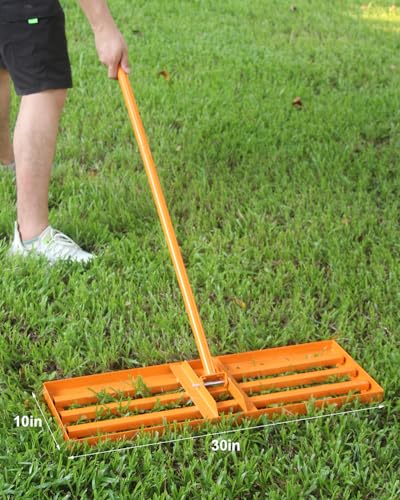 Lawn Leveling Rake 30x10 inch, Yard Leveling Rake with 72" Adjustable Handle for Soil Sand Grass, Heavy-Duty Lawn Leveler for Lawn Yard Garden Farm - style: 30x10 Inch-6 FT