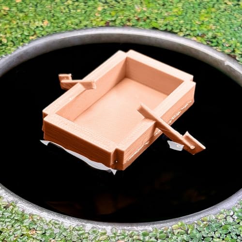 Floating Wooden Boat Styled Tank Decor – Block Game Themed Floating Ornament for Aquariums & Terrariums (Brown)