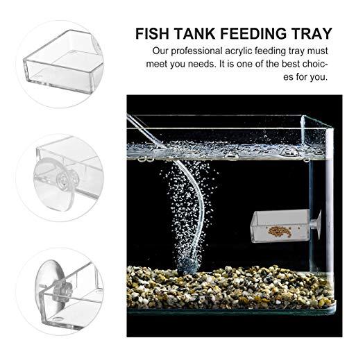 balacoo Aquarium Feeding Plate with Suction Cup 2.55 Inch Square Transparent Fish Tank Feeder Bowl Adjustable Height Shrimp Feeder for Freshwater Fish Easy to Clean 4 Pack