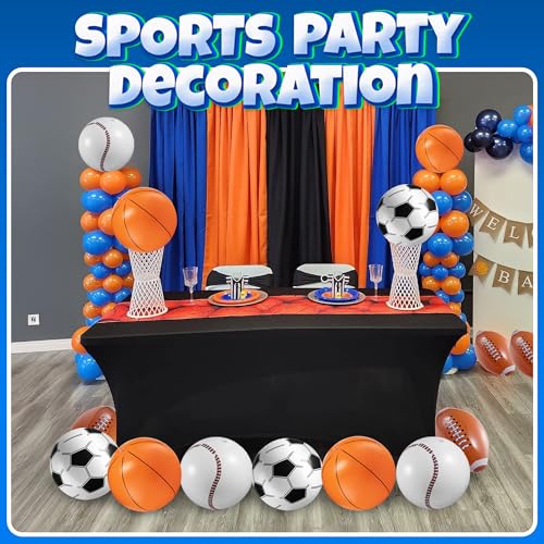 16" Inflatable Sports Beach Balls Variety Pack (12 Pcs) - 3 of Each Sport | Basketball, Baseball, Football, Soccer Beach Balls - Themed Parties, Pool Toys, Birthday Decorations, and Party Favors