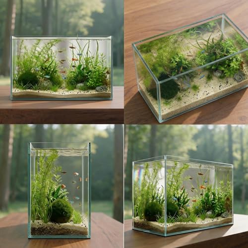 6 Gallon Glass Fish Tank 5 Gallon Open-Back Lid, Small Aquarium Fish Bowl Cube for Betta Goldfish Snails Shrimp Aquatic Planting, Ultra Clear Rimless Design Low Iron - color: Transparency, size: 6 Gallon