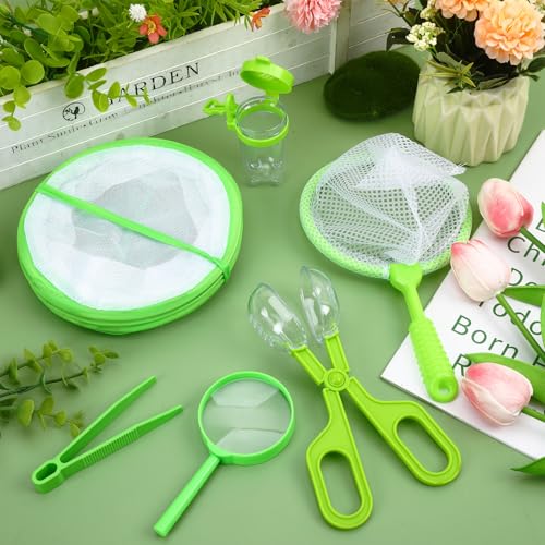 DECYOOL 7 Piece Insect Catcher Kit, Complete Explorer Set with Storage Box, Outdoor Butterfly Catching for Nature Exploration Camping Adventure