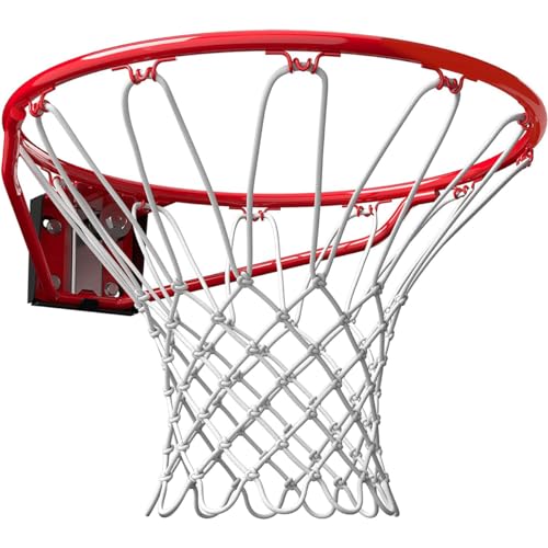 Spalding Regulation Size 18" Steel Basketball Rim with Net Included | Choose from Fixed or Breakaway | Replacement Rim for Indoor or Outdoor Hoop - color: Breakaway - Slam Jam - Red