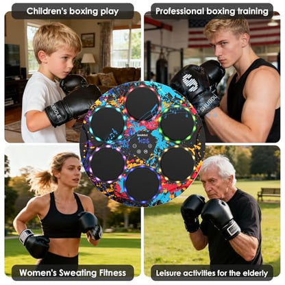 Music Boxing Machine for Kids & Adults - Wall Punching Bags with Lighting - color: Graffiti
