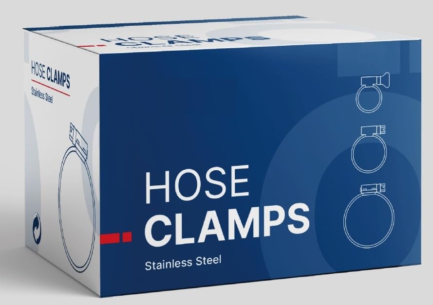 All 300 Grade Stainless Steel High Torque Hose Clamp, Worm-Drive, SAE Size 28, 1-1/4" to 2-1/4" Diameter Range, 1/2" Bandwidth (Pack of 10)