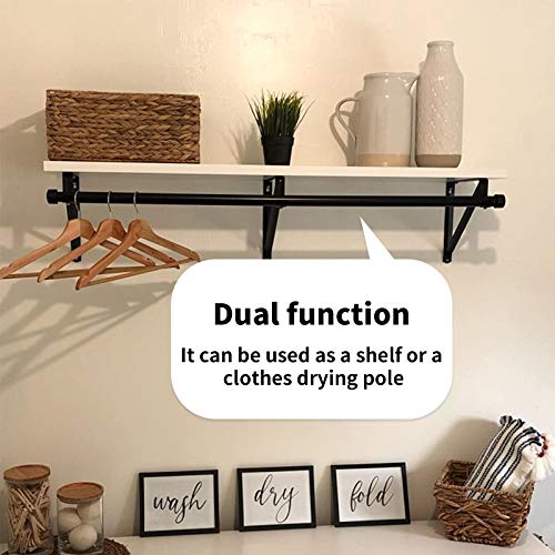 Heavy Duty Closet Rod & Shelf Brackets Clothes Hanger Pole Support Bracket Black 3 Pack - color: Black