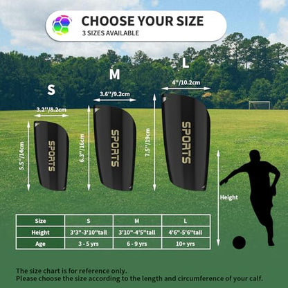 Toddler Kids Youth Soccer Shin Guards with Sleeves for Ages 3-15 - color: Black, size: M ( 3'10" - 4'5" Tall )