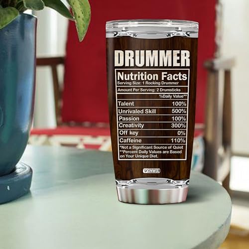 Personalized Drummer Gifts For Men Women Coffee Cup Travel Mug Water Bottle Tumbler Gift for Music Lovers Drum Players Daughter Son Christmas Birthday 20oz Stainless Steel Insulated with Lid - color: DRUM
