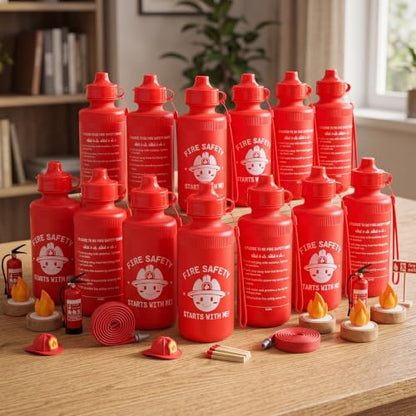Bokon 18 Pcs 2026 Fire Prevention Week Party Favor, Water Bottles Bulk - style: Fire Safety