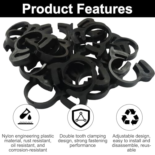 Murtenze 20 Pack Double Gripping Nylon Hose Clamps, Adjustable Plastic Snap Grip Hose Clamps for Connecting Fastening Pipes (18.8-20.6mm (3/4inch)) - size: 18.8-20.6mm (3/4inch)-20Pcs