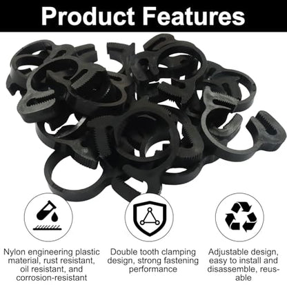 Murtenze 20 Pack Double Gripping Nylon Hose Clamps, Adjustable Plastic Snap Grip Hose Clamps for Connecting Fastening Pipes (18.8-20.6mm (3/4inch)) - size: 18.8-20.6mm (3/4inch)-20Pcs