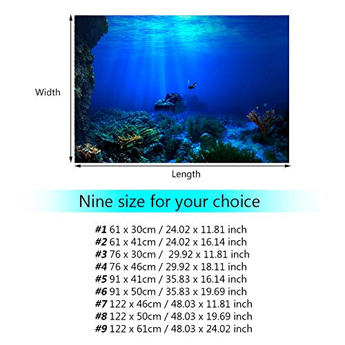 3D Aquarium Background Aquarium Poster 3D Effect Adhesive, Aquarium Background Decoration Seaworld Poster Self-Adhesive Underwater Coral Decor(91 * 50cm)