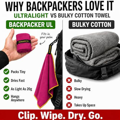 Backpacking Ultralight Quick Dry Microfiber Soft Fast Drying Hand and Face Towel Wash Cloth Camping Yoga Hiking Active Lifestyle Small (Magenta, Small) - color: Magenta, size: Small