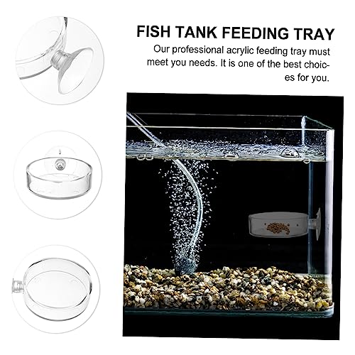 4pcs Transparent Acrylic Fish Feeder Bowl with Cups for Easy Installation Home Aquariums for Fish and Shrimp Feeding and Water Plant Container