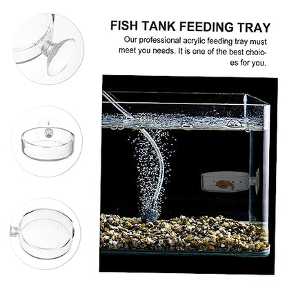 4pcs Transparent Acrylic Fish Feeder Bowl with Cups for Easy Installation Home Aquariums for Fish and Shrimp Feeding and Water Plant Container