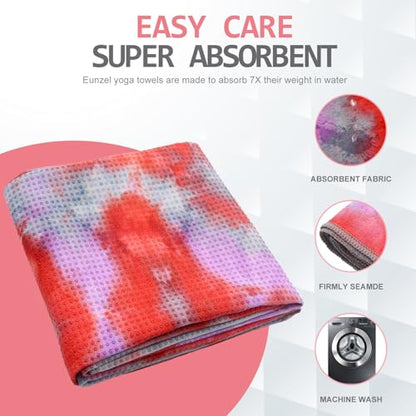 Eunzel Non Slip Hot Yoga Mat Towel with Grip Dots, 72" x 24" - color: Red & Gray