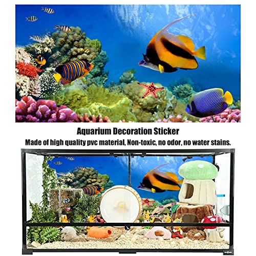 Aquarium Poster, 3D Effect Fish Tank Sticker Underwater World Deep Sea Fish Background Sticker Thicken PVC Adhesive Static Cling Backdrop Fish Tank Decorative Paper,122x46 cm - size: 122x46 cm