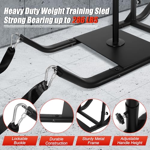 GADFISH Workout Fitness Sled, Weighted Sleds Push Gym Equipment for Adults & Kids, Compatible with 1" & 2" Weight Plates, Multi-Purpose Sled for Outdoor or Home Fitness Training - size: Large-Size