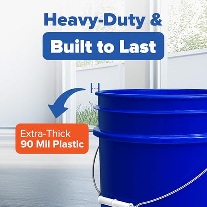 5 Gallon Bucket - Food Grade Bucket, Metal Handle Grip, BPA-Free, Heavy-Duty 90 Mil HDPE Plastic Pail, Stackable Utility Container, Made in USA, Lid Not Included, Blue, 120 Packs - color: Blue, size: 120 Packs