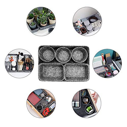 8pcs Drawer Organizers, Separators, Storage Box,Felt Storage Bins Inserts Tool Containers Toy Basket Shelf Cubes Foldable Drawer Dividers Desk Organisers - Grey