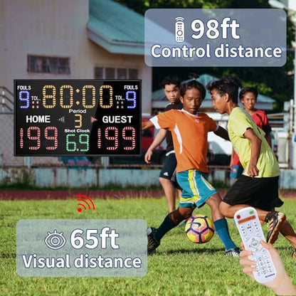 LUCKY TIME Electronic Basketball Scoreboard with 14/24 Seconds Shot Clock - style: Double Side & Tripod | Remote Control