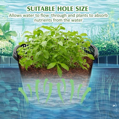 8pcs Pond Plant Baskets Hydroponic Baskets 8.3 Inch Round Aquatic Plant Net Pot Large Plastic Net Container Black Mesh Pond Container for Hydroponics Live Aquarium Nursery Grow - color: M Net, size: 8.3 x 5.1 Inch