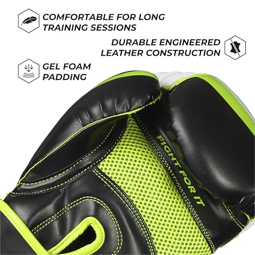 Sanabul Essential Gel Boxing Gloves for Men & Women, Kickboxing MMA, Muay Thai Gloves and Heavy Bag Training Punching & Sparring - color: Black/Green, size: 10 oz