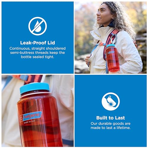 Nalgene 32 oz Wide Mouth Water Bottle, Thrill & Motion, Flame w/Blue Atoll - color: Flame w/ Blue Atoll, size: 32 Ounces