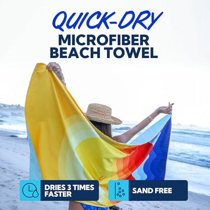 SUN NINJA Quick Dry Towel, Microfiber Beach Towel 63x32in, Sunset - color: Sunset