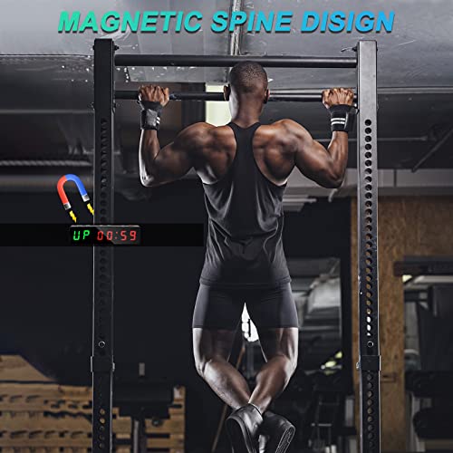 Gym Timer, Portable, Interval Timer with Rechargeable Battery and Built-in Magnet, LED Digital Anti Vertigo Display, Upgraded Workout Clock for Home Gym Garage Fitness - color: Black
