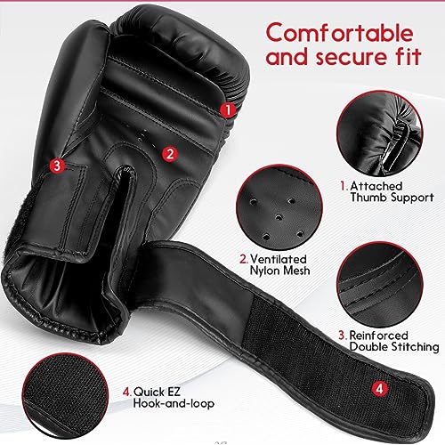 Kids Boxing Gloves for Sparring,Punching Bag,MMA Training,Ages 3-15 - color: Black, size: 6 oz