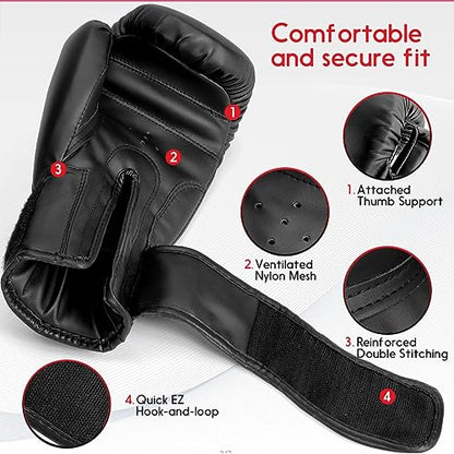 Kids Boxing Gloves for Sparring,Punching Bag,MMA Training,Ages 3-15 - color: Black, size: 4 oz