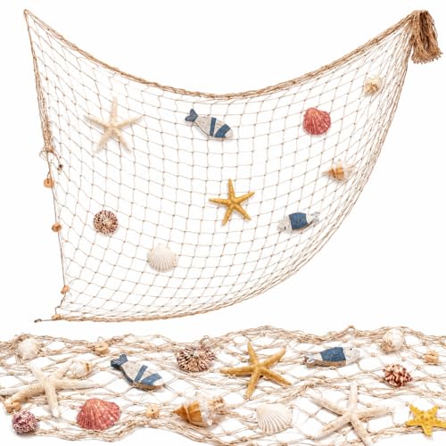 Fish Net Decorations, Vintage Fishing Net for Party, Wall Fish Decor and Photography Backgrounds, for Home Theme Party Cafe Restaurant