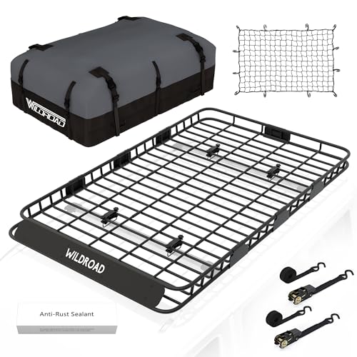 Wildroad Rooftop Cargo Carrier Combo Roof Rack Cargo Basket 84" x 50" x 4" - size: 84" x 50" x 4"
