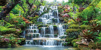 AWERT 48x18 inches Waterfall Aquarium Background Forest Park Green Tropical Plants Fish Tank Background Reptile Habitat Background Vinyl Background