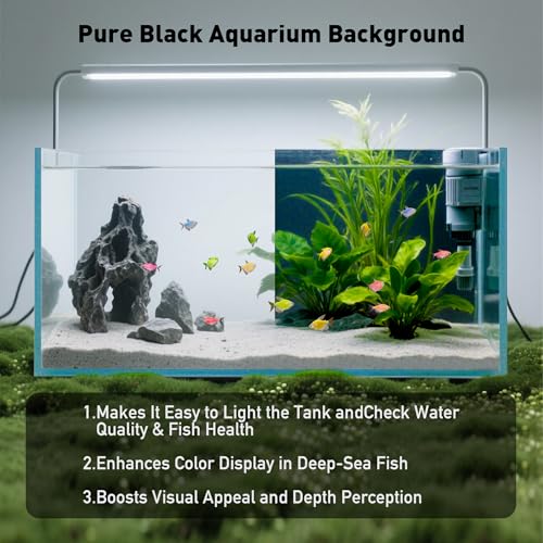 Black Aquarium Background Static Cling, Self Adhesive Fish Tank Wallpaper, Vinyl Aquarium Backdrop, Strong Stickiness, Traceless Removal, Reusable, 11.8"x39.4" - size: 11.8×39.4 in